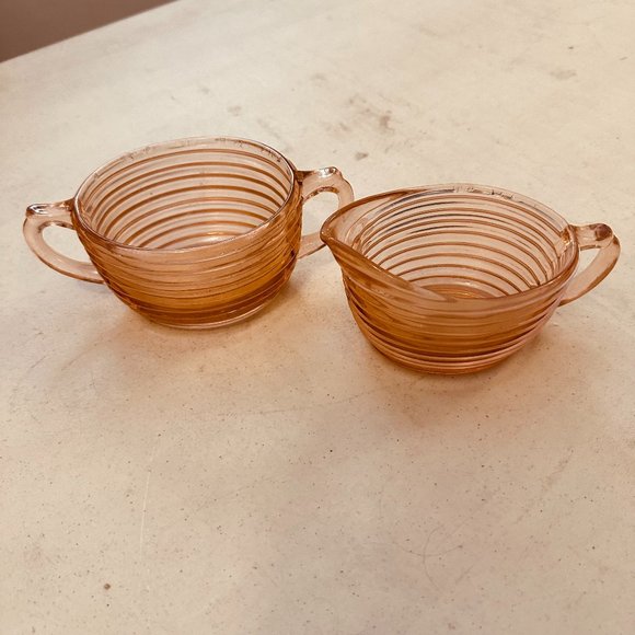 Anchor Hocking Manhattan pink depression glass Cream and Sugar - Picture 2 of 4